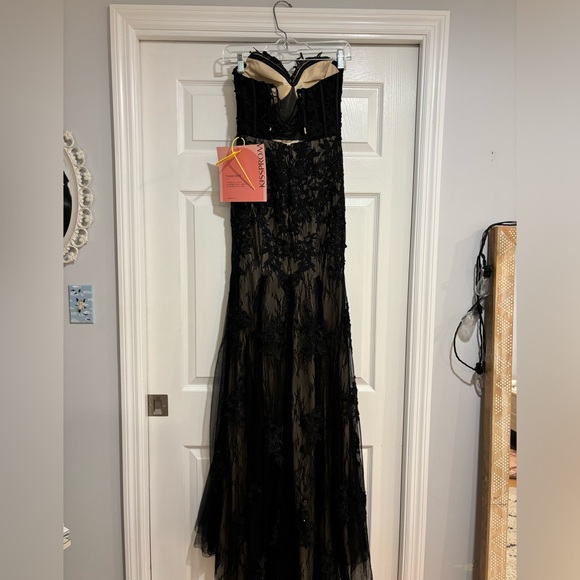 Kiss Prom Black Strapless Lace Formal Dress - Picture 2 of 5